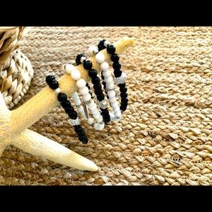 Black Onyx/White Howlite Mala Bracelet W/ Charm